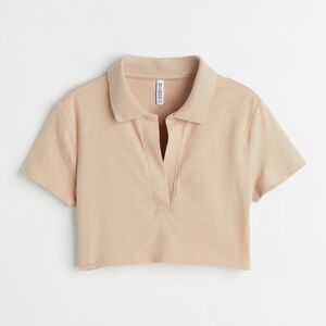 H&M Tan Cropped Polo Shirt